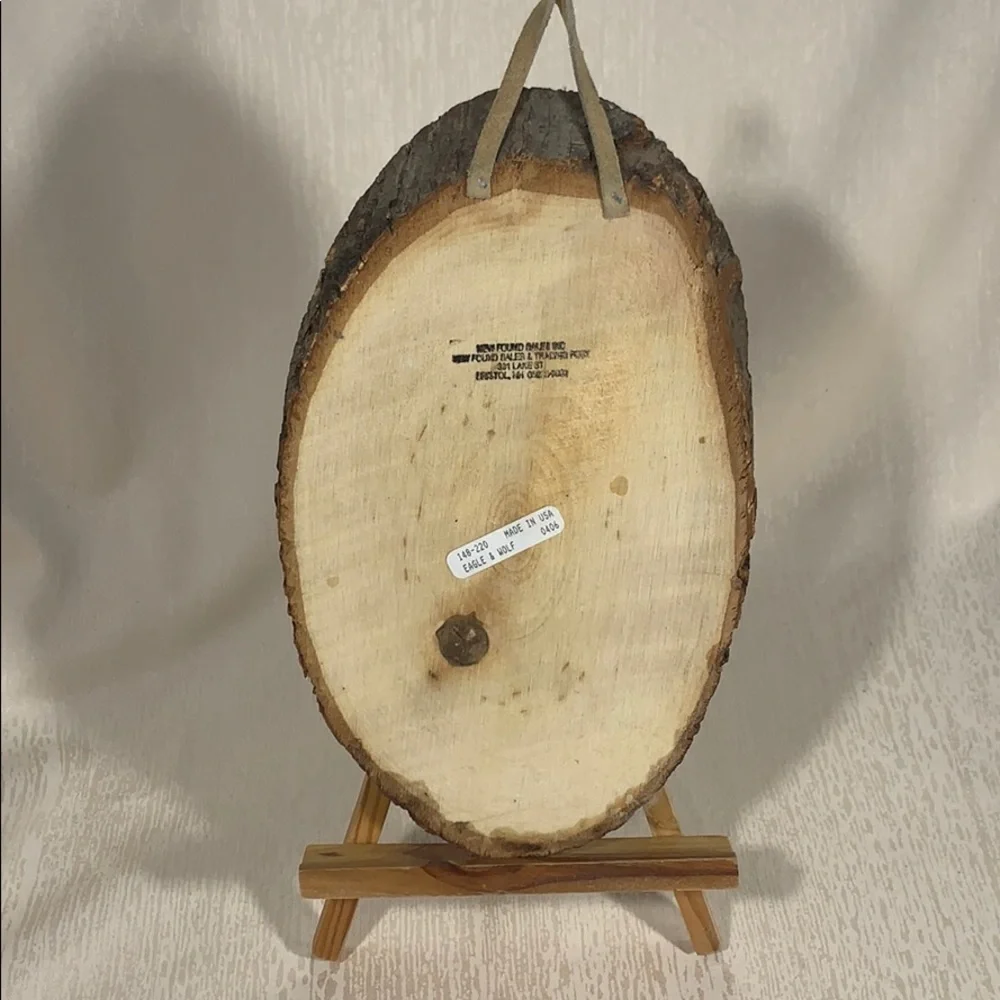 Vintage Wooden Eagle & Wolf Wall Plaque